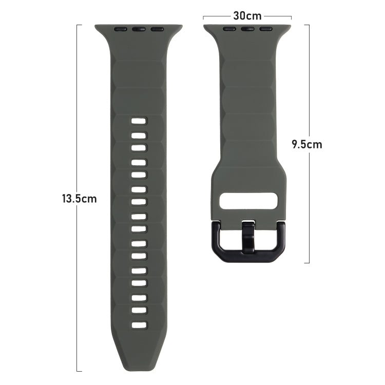 For Apple Watch Ultra 49mm Ripple Silicone Sports Watch Band(Dark Green) by bashfashion