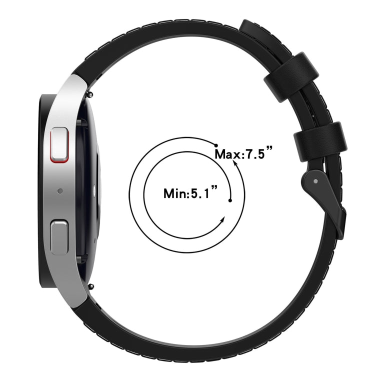 For Samsung Galaxy Watch 6 Silicone Leather Black Buckle Watch Band, Size:S(Black) by bashfashion