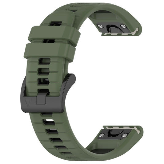 For Garmin Fenix 8 AMOLED 43mm Sports Two-Color 20mm Silicone Watch Band(Olive Green+Black) by bashfashion
