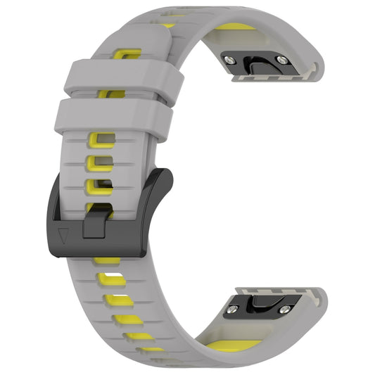 For Garmin Fenix 8 AMOLED 43mm Sports Two-Color 20mm Silicone Watch Band(Grey+Yellow) by bashfashion