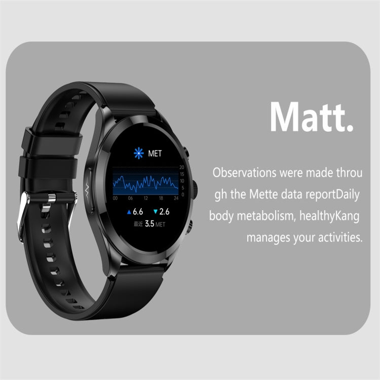 ET440 1.39 inch Color Screen Smart Silicone Strap Watch,Support Heart Rate / Blood Pressure / Blood Oxygen / Blood Glucose Monitoring(Black) by bashfashion