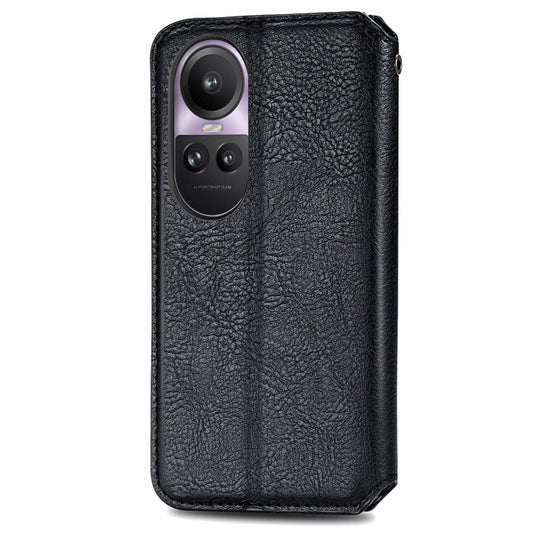 For OPPO Reno10 Pro EU Cubic Grid Pressed Magnetic Leather Phone Case(Black) by bashfashion