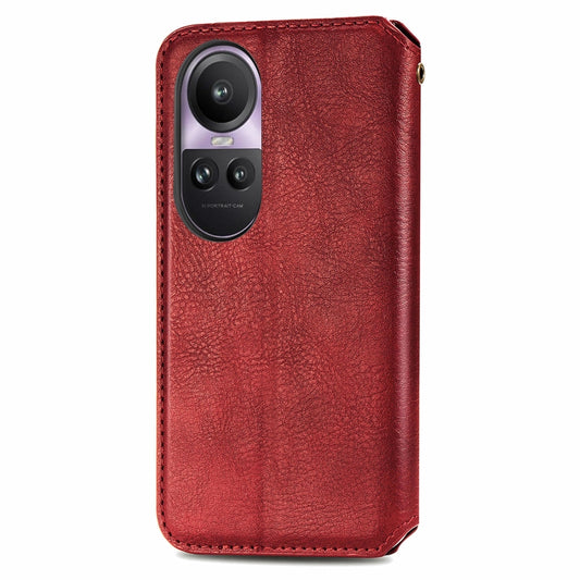 For OPPO Reno10 Pro EU Cubic Grid Pressed Magnetic Leather Phone Case(Red) by bashfashion