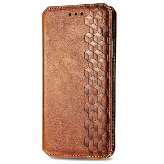 For OPPO Reno11 Pro 5G EU Cubic Grid Pressed Magnetic Leather Phone Case(Brown) by bashfashion