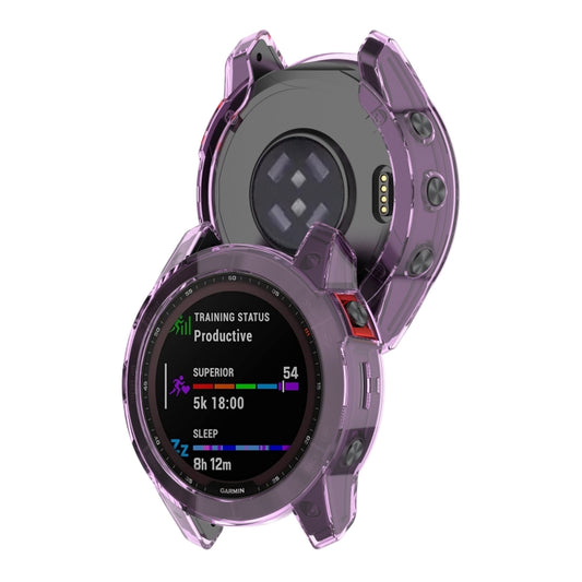 For Garmin Fenix 7S Pro Half-Package TPU Watch Protective Case(Transparent Purple) by bashfashion