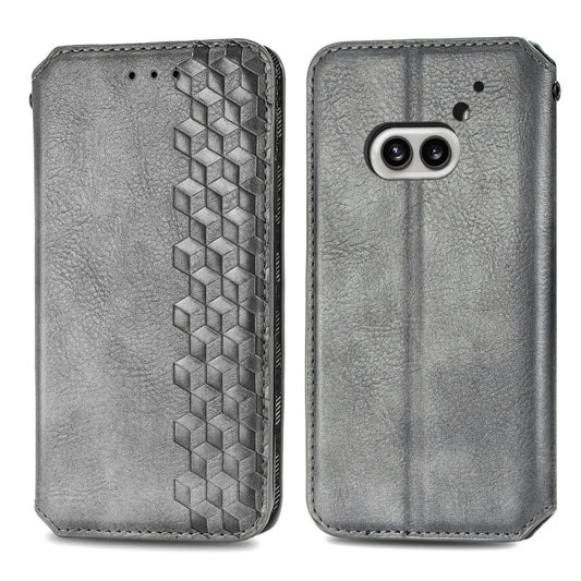For Nothing Phone 2a Cubic Grid Pressed Magnetic Leather Phone Case(Grey) by bashfashion