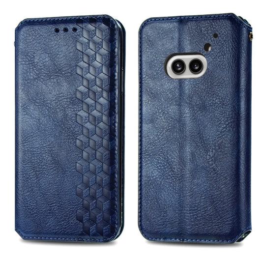 For Nothing Phone 2a Cubic Grid Pressed Magnetic Leather Phone Case(Blue) by bashfashion