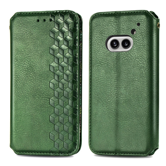 For Nothing Phone 2a Cubic Grid Pressed Magnetic Leather Phone Case(Green) by bashfashion