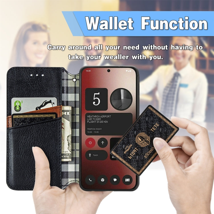 For Nothing Phone 2a Cubic Grid Pressed Magnetic Leather Phone Case(Green) by bashfashion