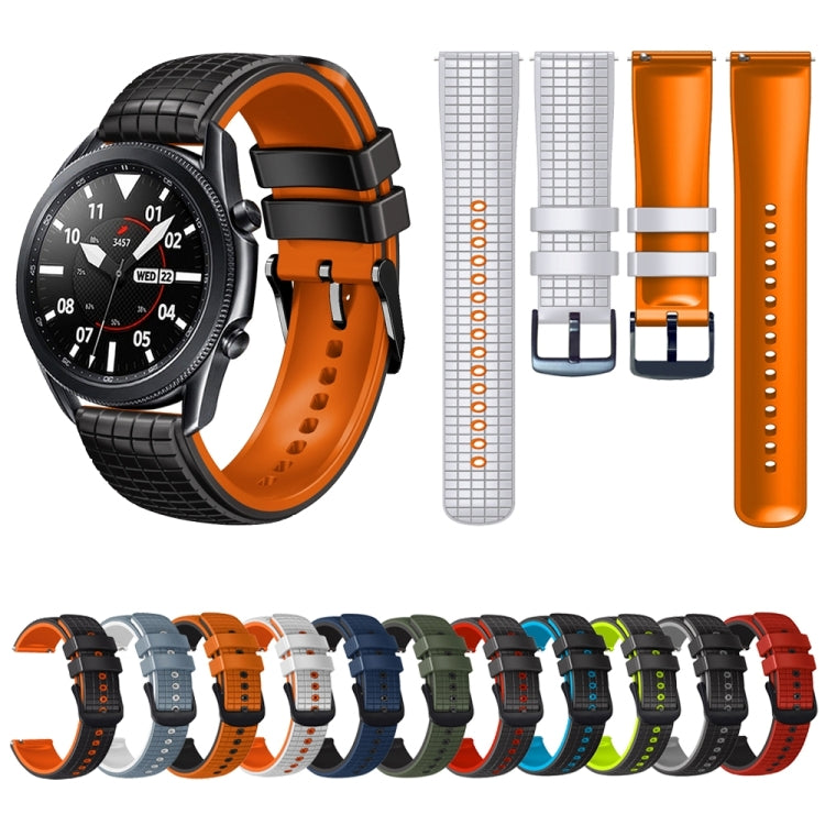 For Garmin Forerunner 265 22mm Mesh Two Color Silicone Watch Band(White Orange) by bashfashion
