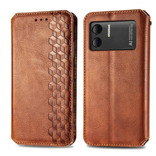 For DOOGEE X98 Pro / X98 Cubic Grid Pressed Magnetic Leather Phone Case(Brown) by bashfashion