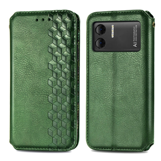 For DOOGEE X98 Pro / X98 Cubic Grid Pressed Magnetic Leather Phone Case(Green) by bashfashion