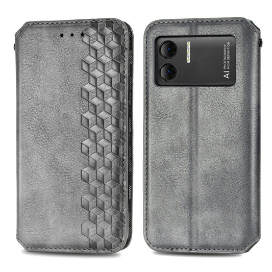 For DOOGEE X98 Pro / X98 Cubic Grid Pressed Magnetic Leather Phone Case(Grey) by bashfashion