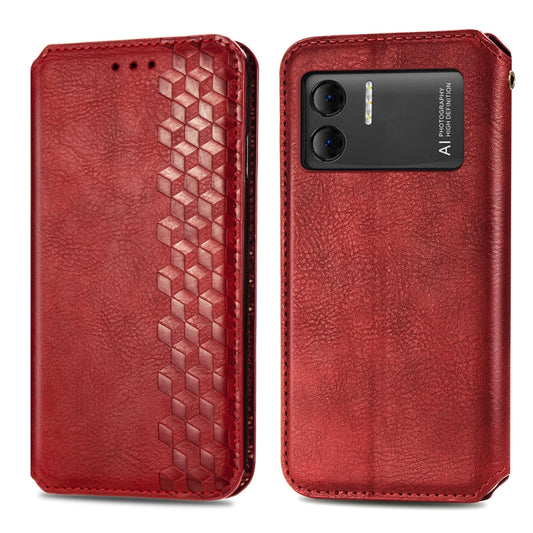 For DOOGEE X98 Pro / X98 Cubic Grid Pressed Magnetic Leather Phone Case(Red) by bashfashion