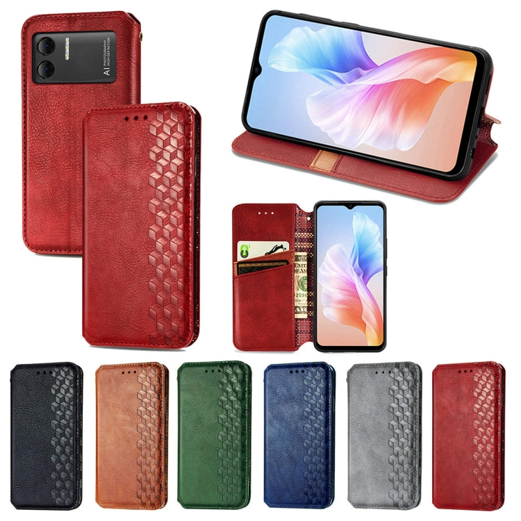 For DOOGEE X98 Pro / X98 Cubic Grid Pressed Magnetic Leather Phone Case(Red) by bashfashion