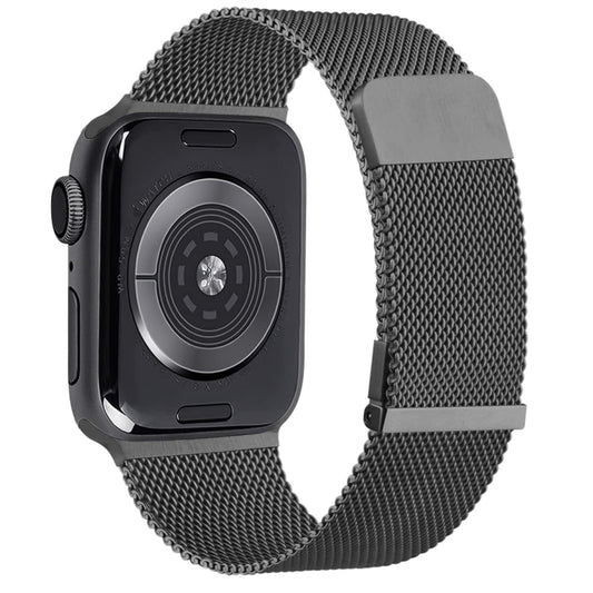 For Apple Watch 8 45mm Milan Double Magnetic Steel Mesh Watch Band(Gray) by bashfashion