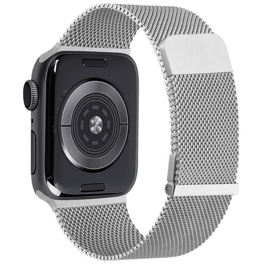 For Apple Watch 42mm Milan Double Magnetic Steel Mesh Watch Band(Silver) by bashfashion