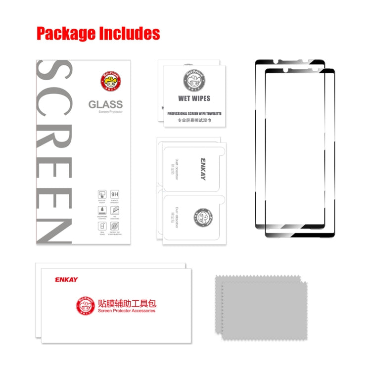 For Sony Xperia 5 V 2pcs ENKAY Full Glue High Aluminum-silicon Tempered Glass Film by ENKAY