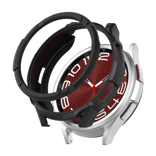 For Samsung Galaxy Watch6 Classic 47mm ENKAY Hat-Prince 2 in 1 TPU Armor Watch Case + 0.2mm 9H Tempered Glass Screen Protector(Black) by ENKAY