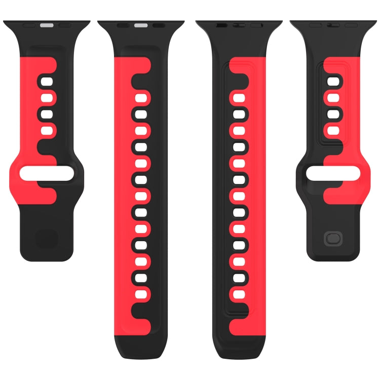 For Apple Watch SE 2023 44mm Double Color Silicone Watch Band(Pink+White) by bashfashion
