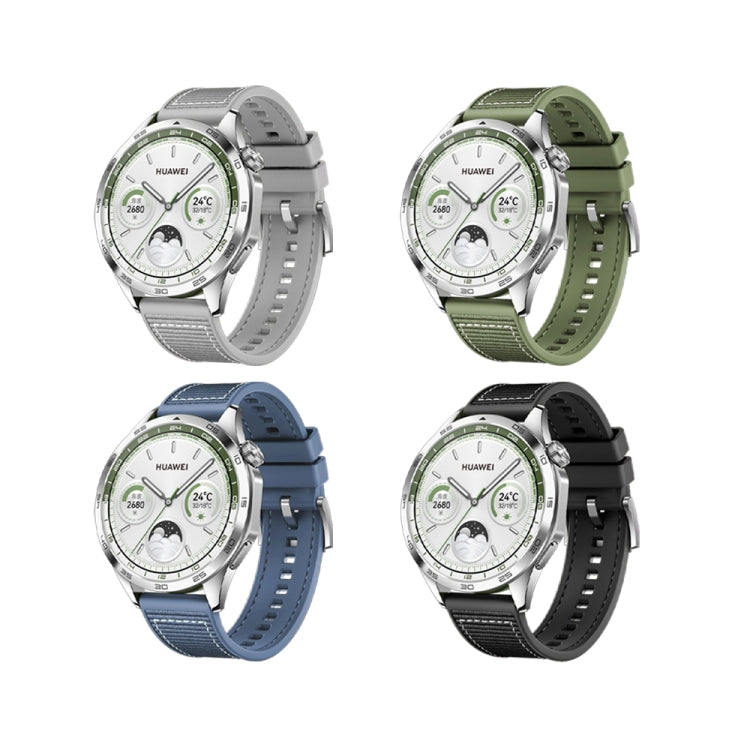 For Huawei Watch GT4 46mm Nylon Silicone Leather Watch Band(Green) by bashfashion