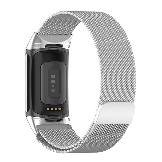 For Fitbit Charge 6 Milan Magnetic Metal Steel Mesh Watch Band(Silver) by bashfashion