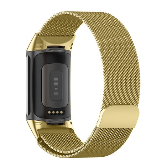 For Fitbit Charge 6 Milan Magnetic Metal Steel Mesh Watch Band(Gold) by bashfashion