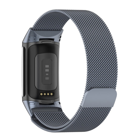 For Fitbit Charge 6 Milan Magnetic Metal Steel Mesh Watch Band(Gray) by bashfashion