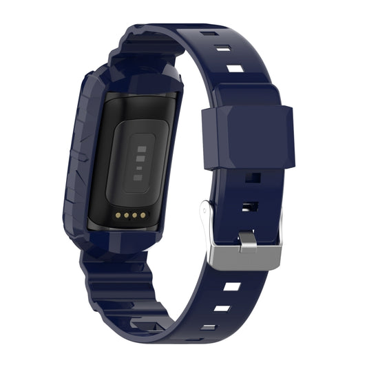For Fitbit Charge 6 / 5 / 4 / 3 Armor Integrated TPU Watch Band(Navy Blue) by bashfashion