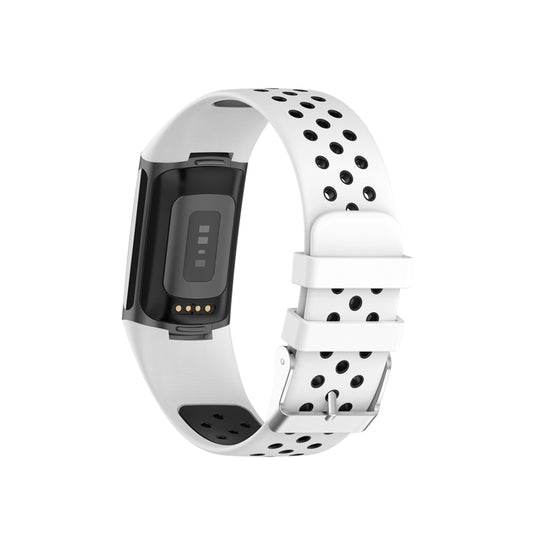 For Fitbit Charge 6 Dual Color Breathable Silicone Watch Band(White+Black) by bashfashion