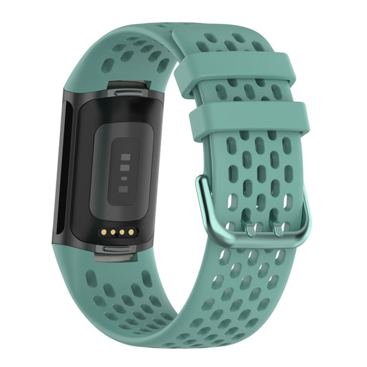 For Fitbit Charge 6 Solid Color Breathable Sports Silicone Watch Band(Pine Green) by bashfashion
