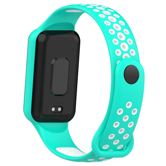 For Xiaomi Smart Band 8 Active Dual Color Breathable Sports Silicone Watch Band(Cyan White) by bashfashion