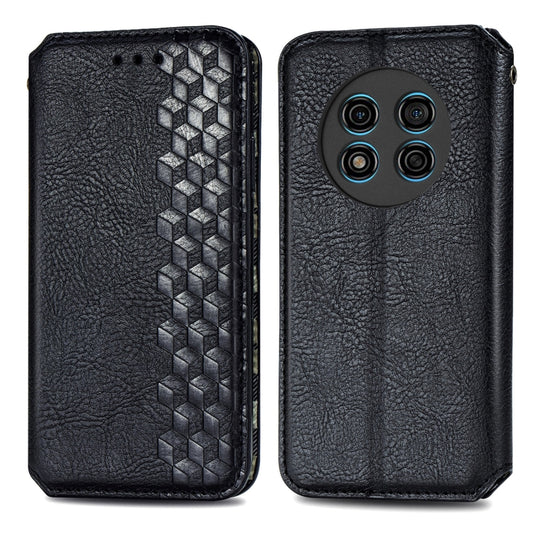 For Ulefone Note 15 Cubic Grid Pressed Magnetic Leather Phone Case(Black) by bashfashion