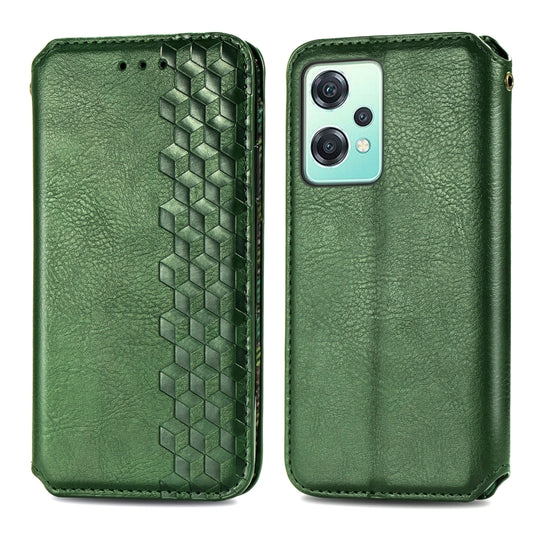For OnePlus Nord CE 2 Lite 5G Cubic Grid Pressed Magnetic Leather Phone Case(Green) by bashfashion