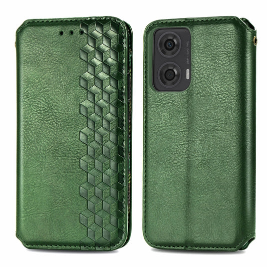 For OnePlus 12R Cubic Grid Pressed Magnetic Leather Phone Case(Green) by bashfashion