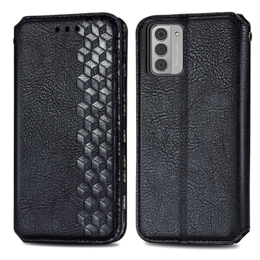 For Nokia G42 Cubic Grid Pressed Magnetic Leather Phone Case(Black) by bashfashion