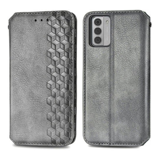 For Nokia G42 Cubic Grid Pressed Magnetic Leather Phone Case(Grey) by bashfashion