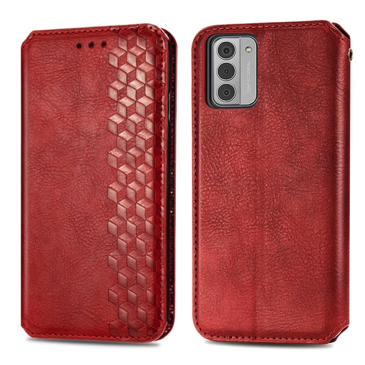 For Nokia G42 Cubic Grid Pressed Magnetic Leather Phone Case(Red) by bashfashion