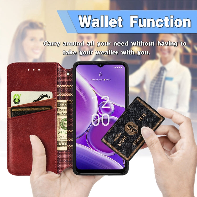 For Nokia G42 Cubic Grid Pressed Magnetic Leather Phone Case(Red) by bashfashion