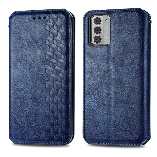 For Nokia G42 Cubic Grid Pressed Magnetic Leather Phone Case(Blue) by bashfashion