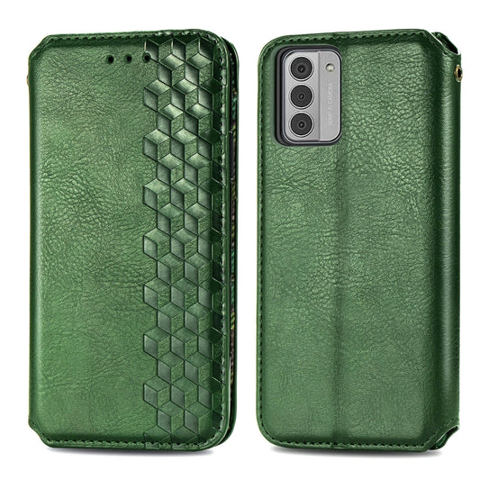 For Nokia G42 Cubic Grid Pressed Magnetic Leather Phone Case(Green) by bashfashion