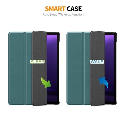 For Samsung Galaxy Tab S9 FE ENKAY Tri-fold Custer Texture Leather Smart Tablet Case(Grey) by ENKAY