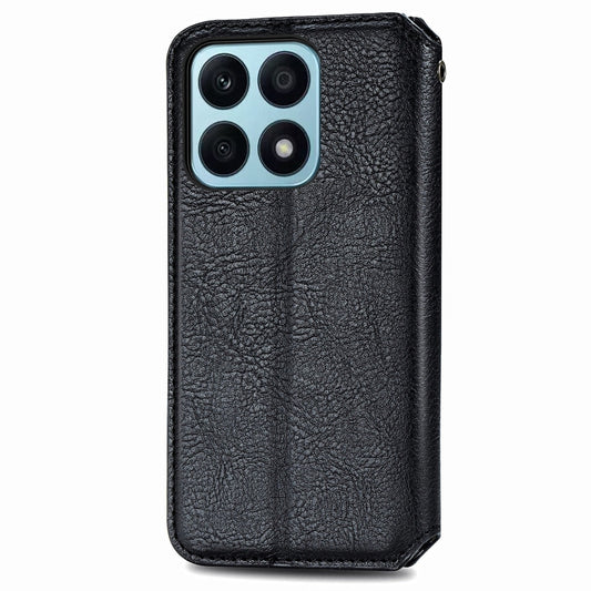 For Honor X8b 4G Cubic Grid Pressed Magnetic Leather Phone Case(Black) by bashfashion