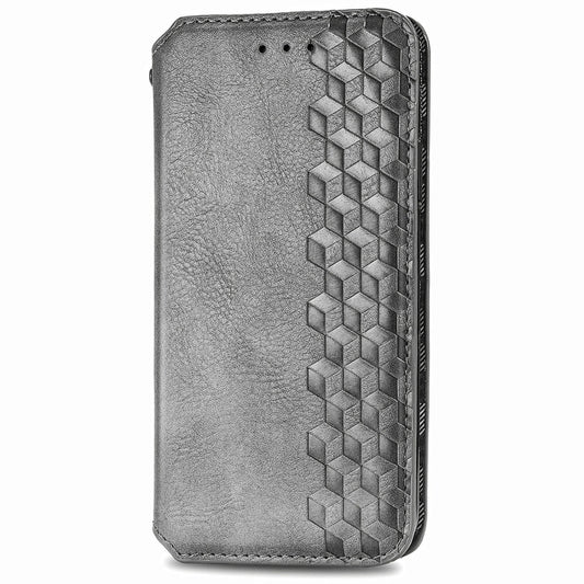 For Honor X9b 4G Cubic Grid Pressed Magnetic Leather Phone Case(Grey) by bashfashion