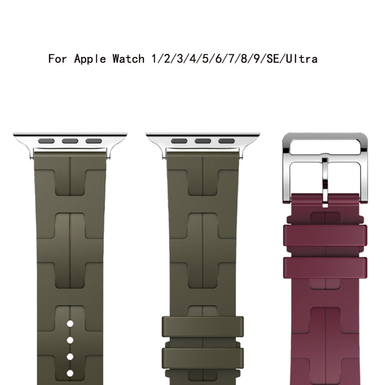 For Apple Watch SE 2023 44mm H Texture Soft Silicone Buckle Watch Band(White) by bashfashion
