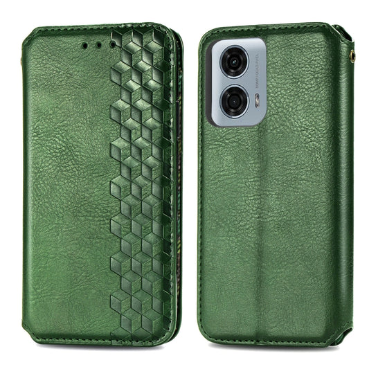 For Motorola Moto G24 Power Cubic Grid Pressed Magnetic Leather Phone Case(Green) by bashfashion