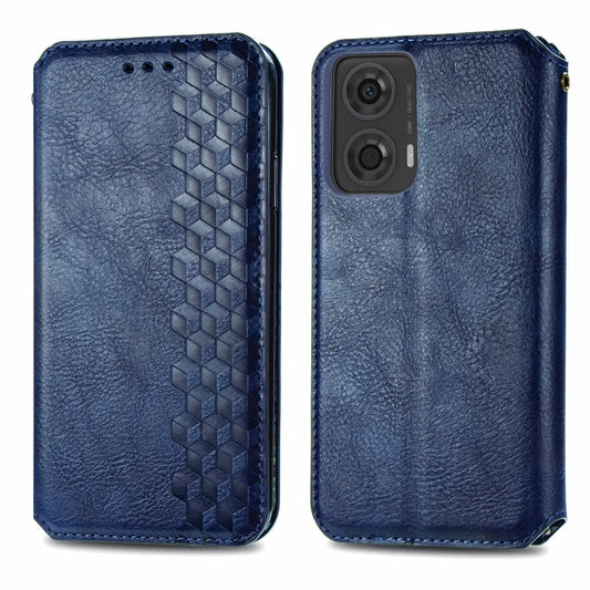 For Motorola Moto G24 Cubic Grid Pressed Magnetic Leather Phone Case(Blue) by bashfashion