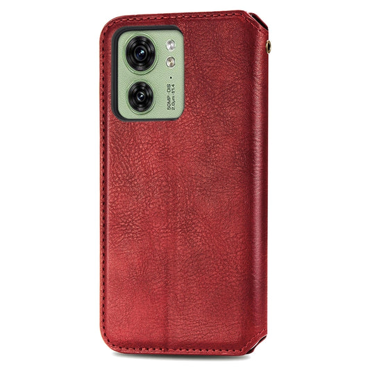 For Motorola Moto Edge 40 5G Cubic Grid Pressed Magnetic Leather Phone Case(Red) by bashfashion