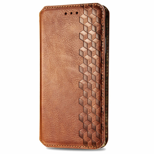 For Motorola Moto G14 Cubic Grid Pressed Magnetic Leather Phone Case(Brown) by bashfashion