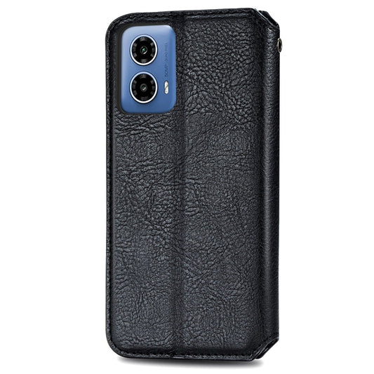 For Motorola Moto G34 5G Cubic Grid Pressed Magnetic Leather Phone Case(Black) by bashfashion